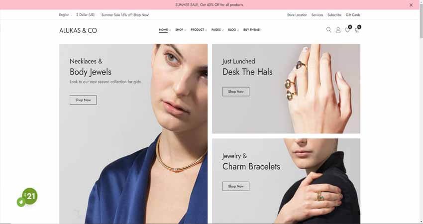 Alukas-Modern Jewelry Store WordPress Theme