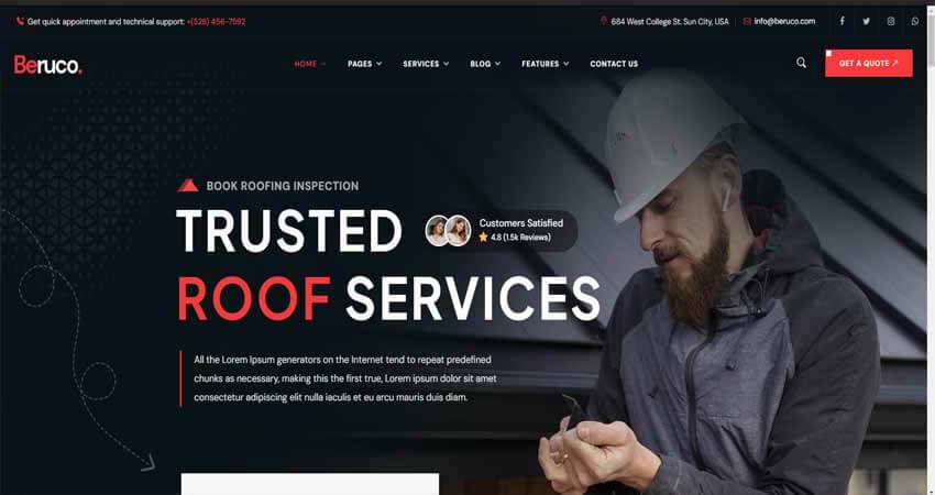 Beruco- Roofing Service Theme