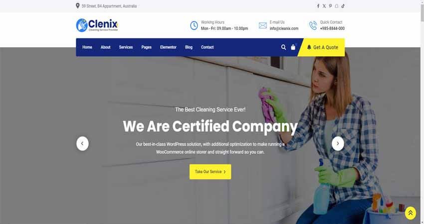 Clenix- Cleaning Service WordPress Theme