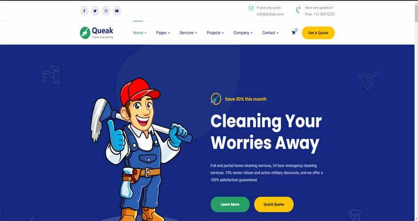 Queak- Cleaning Service WordPress Theme
